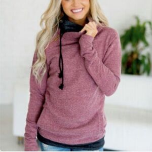 Ampersand Ave Pink & Gray Doubled Hooded Sweatshirt